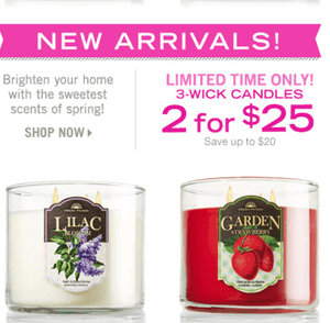 Bath & Body Works: $10 off $30 Purchase + Score up to 50% Off