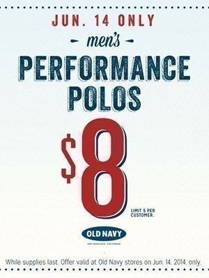 Old Navy: Men’s Performance Polos just $8 {6/14 Only}