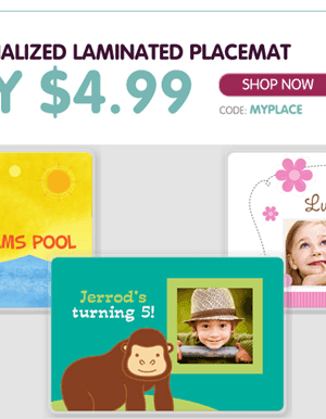 InkGarden: Personalized Laminated Placemat $4.99 {Shipped}