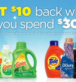 NEW P&G Rebate | Spend $30 on Tide, Downy, Bounce & Gain and Score $10 Back {7/1&ndash;9/30}