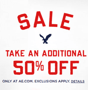 American Eagle:  50% off Clearance + Additional 25% Off + FREE Shipping {Tees as low as $3.75}
