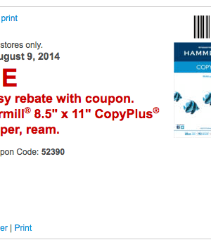 Staples: FREE Hammermill 8.5 x 11 CopyPlus Copy Paper Ream