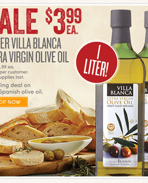 World Market: 1 Liter Villa Blanca Extra Virgin Olive Oil $3.99