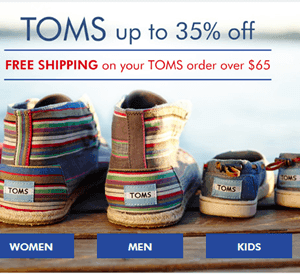 Zulily: Tom’s Shoes up to 35% off + FREE Shipping on $65