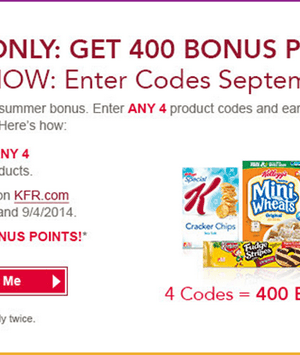 Kellogg’s Family Rewards: Earn up to 800 Bonus Points {September 2nd–4th}