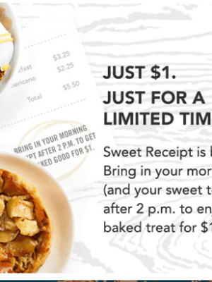 Starbucks Sweet Receipt | $1 Bakery Item after 2pm with Morning Receipt {through 9/28}