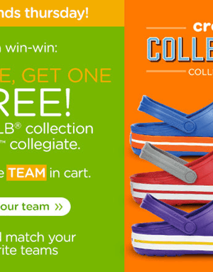 Crocs: Buy 1 Get 1 FREE MLB Collection & Collegiate + Up to 50% OFF Clearance