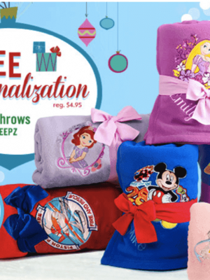 The Disney Store: Fleece Throws just $10 + FREE Personalization