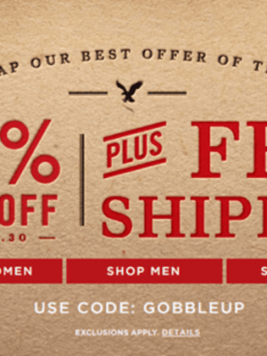 American Eagle & Aerie: 40% OFF Clearance + FREE Shipping