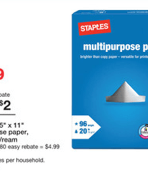 Staples: Ream of Multipurpose Paper just $.01 {through 12/27}