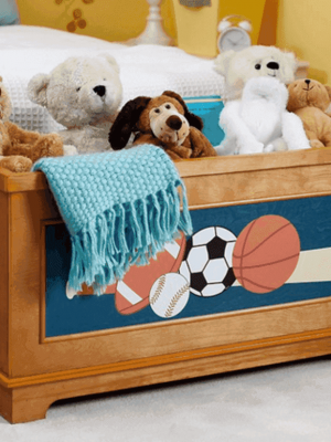Hayneedle: Classic Playtime Varsity Sports Toy Box – Pecan just $66 {Shipped}