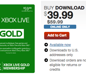 Gamestop: 12-Month Xbox Live Gold Membership Still Available – $39.99 {Reg. $59.99}