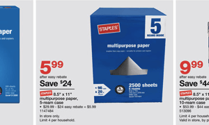 Staples: Multipurpose Paper as low as $.20 per Ream {Ends Today}