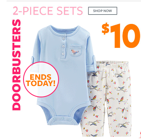 Carter’s: FREE Shipping Ends Tonight | 2 pc Sets $10 & More