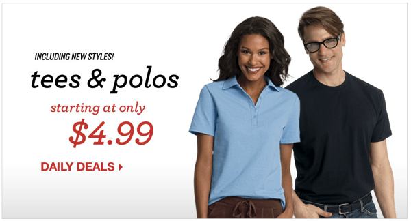 Hanes: FREE Shipping only Order {Tees & Polos starting at $3.49}