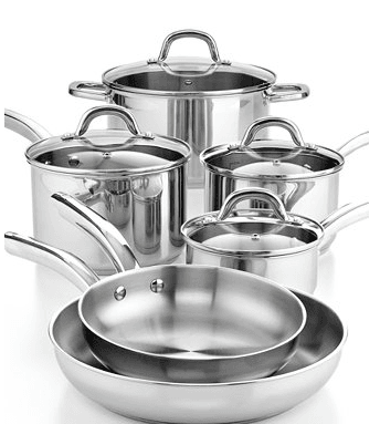 Macy’s: Martha Stewart Stainless Steel 10 pc Cookware Set $51 + FREE Pick Up