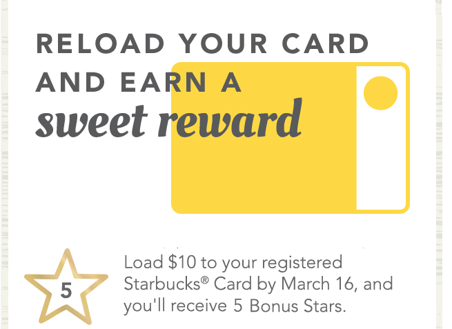 Starbucks Rewards Members: Reaload your Card & Earn 5 BONUS Stars