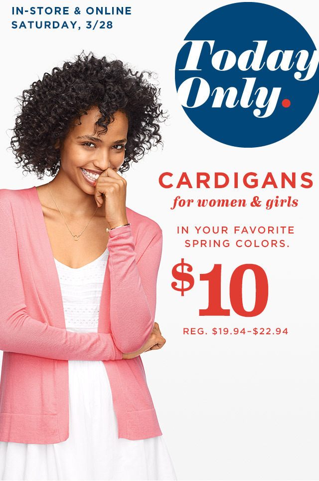 Old Navy: Cardigans for Women & Girls just $10 {Today ONLY}