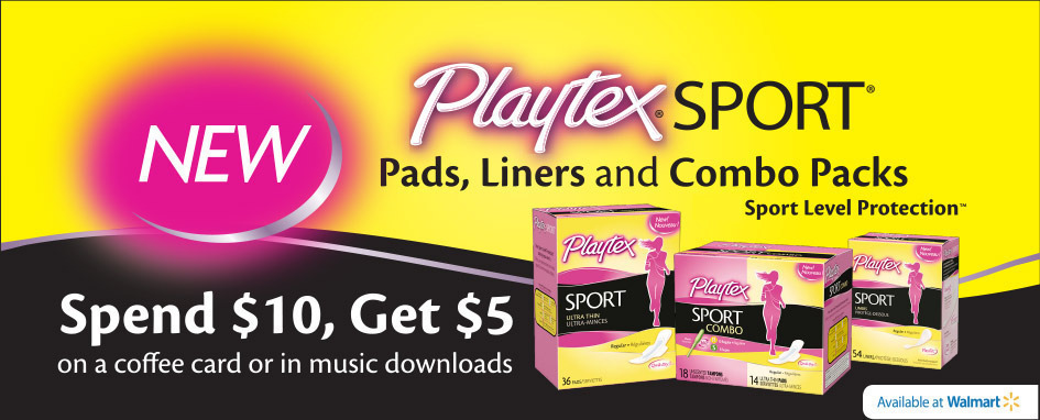Walmart: Spend $10 on Playtex Sport Items & get a $5 Coffee Card or Music Downloads