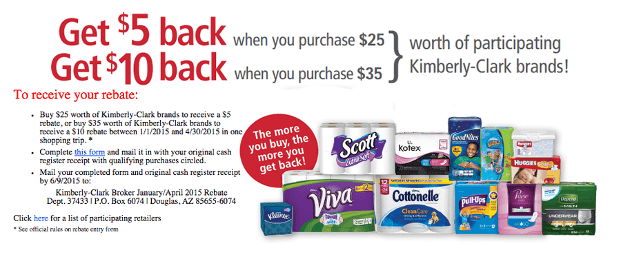 Kimberly Clark Rebate: Get up to $10 back with $35 Purchase + Diaper Deal