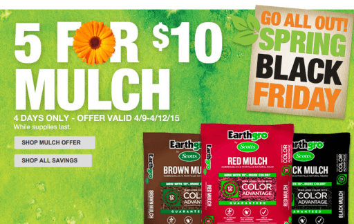 Lowes Mulch Package: 5 for $10 - wide 5