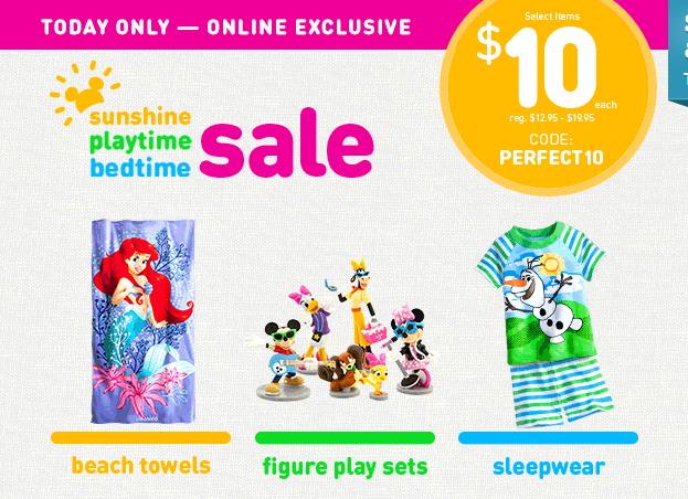 The Disney Store: $10 Sale on Beach Towels, Playtime & Bedtime
