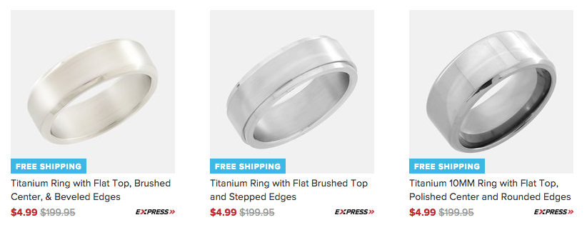 Tanga: Titanium Rings from $4.99 + FREE Shipping