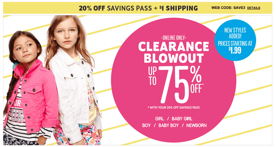 The Children’s Place:  Up to 75% OFF Clearance Blowout + $1.00 Shipping
