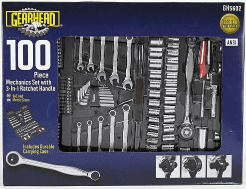 Pep Boys: 100 pc Gearhead Mechanics Set with 3-in-1 Ratchet Handle $29.98 {Reg. $70}