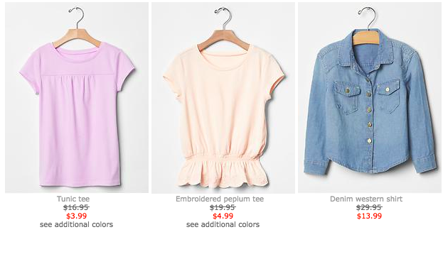 GAP:  40% OFF Clearance Items + FREE Shipping on $50 (Great Deals on Girls & Boys Apparel)