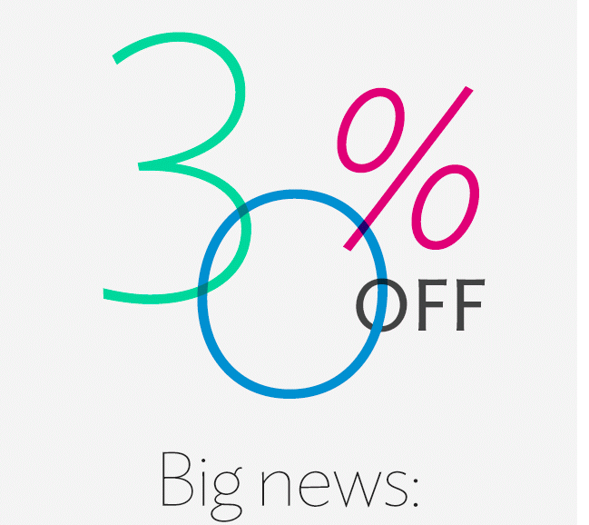 Twice: 30% OFF ANY Order through 7/22