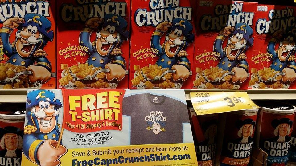 Buy 2 Cap’N Crunch & Score a FREE T-Shirt {+ Pay $1.20 Shipping}