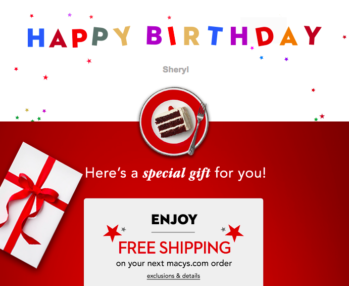 Macy’s: FREE Shipping on your Birthday + FREE Brow Wax