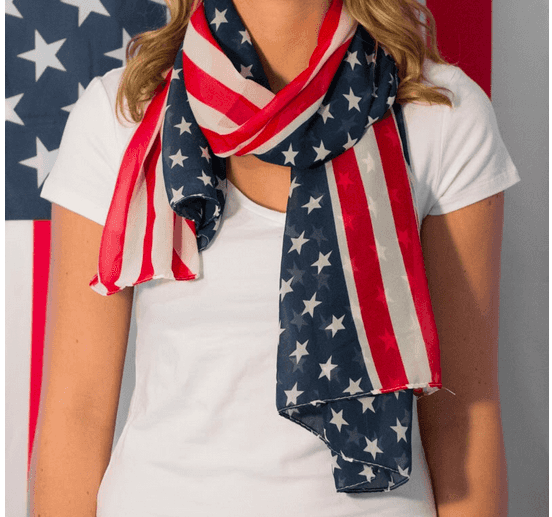 Patriotic, Red, White and Blue American Flag Scarf just $8.99 + FREE Shipping