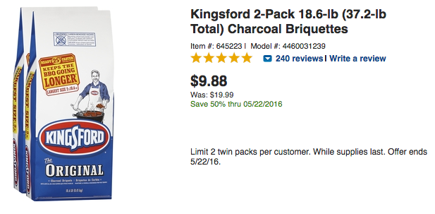 Lowe’s: 2 pk 18.6 lb Kingsford Charcoal just $9.88
