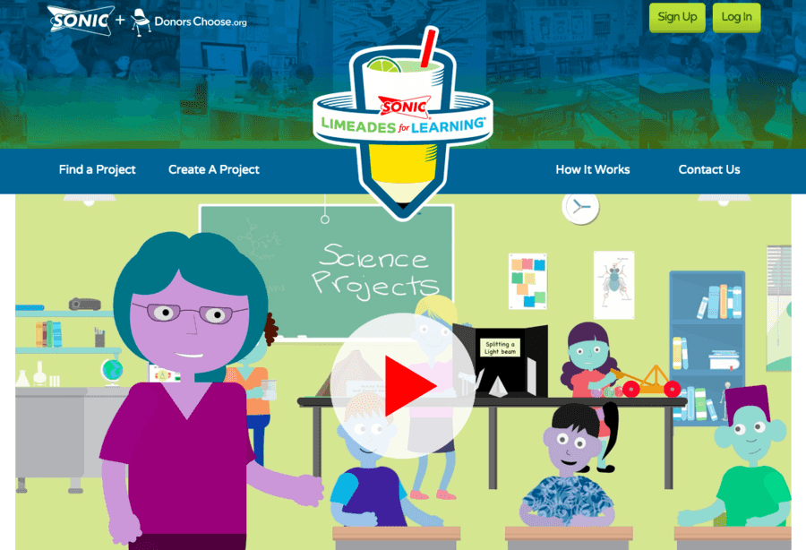 Sonic Limeades for Learning:  Sign Up to Support Public School Teachers in Local Communities