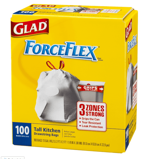 Lowe’s:  100 ct Glad ForceFlex Trash Bags just $9.88 + FREE Pick Up
