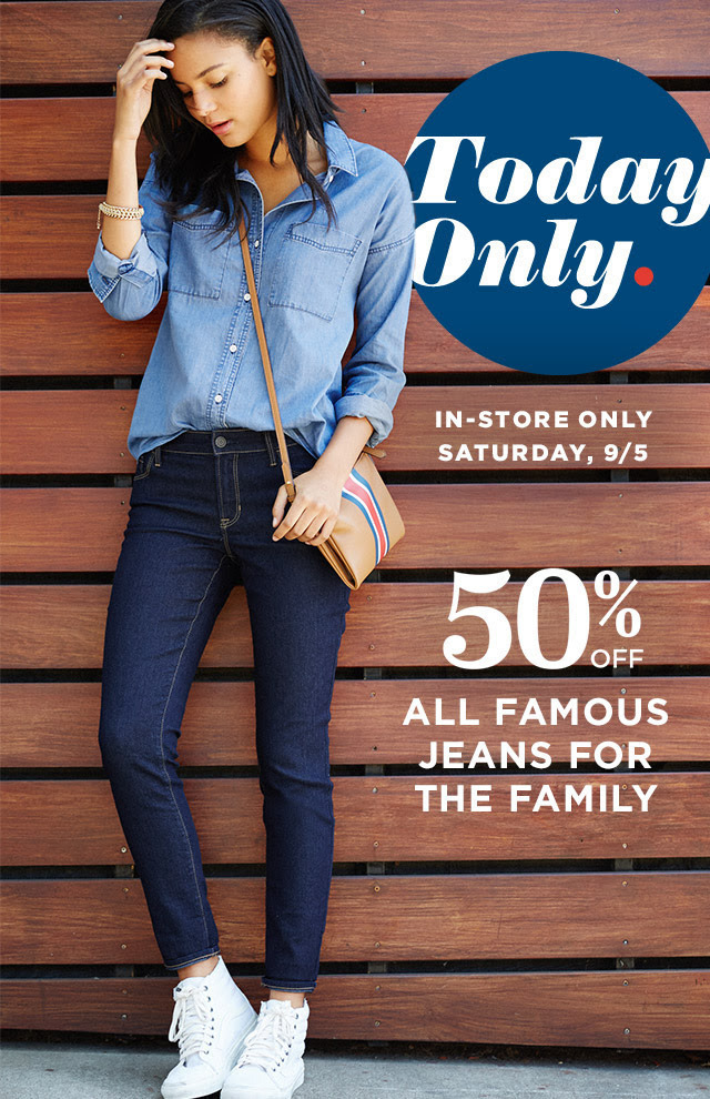 Old Navy: 50% OFF ALL Jeans for the Family ~ 9/5 ONLY
