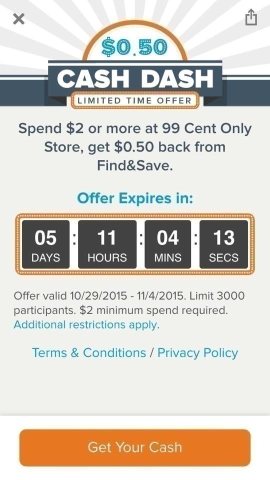 Find & Save App: NEW Cash Back Offers for 99 Only Store, Home Depot, McDonalds & More