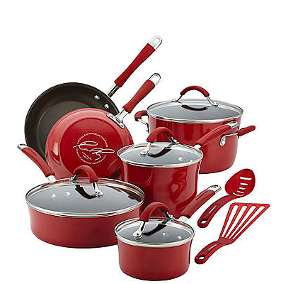 Rachael Ray® Cucina 12-pc. Cranberry Hard Enamel Nonstick Cookware Set $59 + Free Shipping