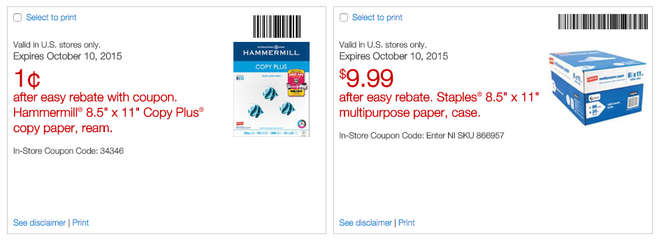 Staples: Hammermil & Staples Multipurpose Paper as low as $.01 per Ream
