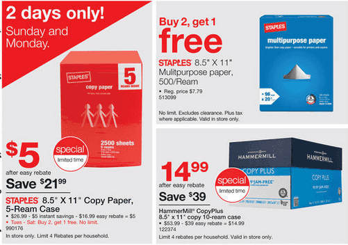 Staples: Copy Paper as low as $.01 per Ream