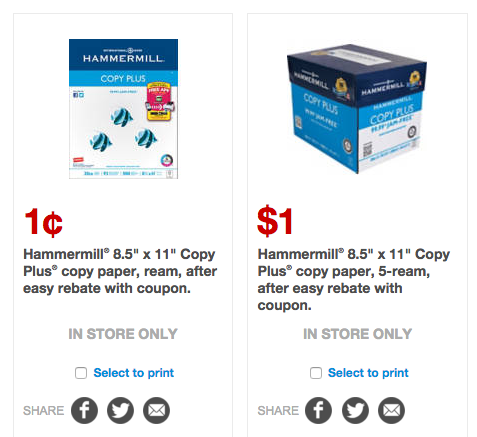 Staples: Hammermill Copy Paper as low as $.01 (After Rebate)