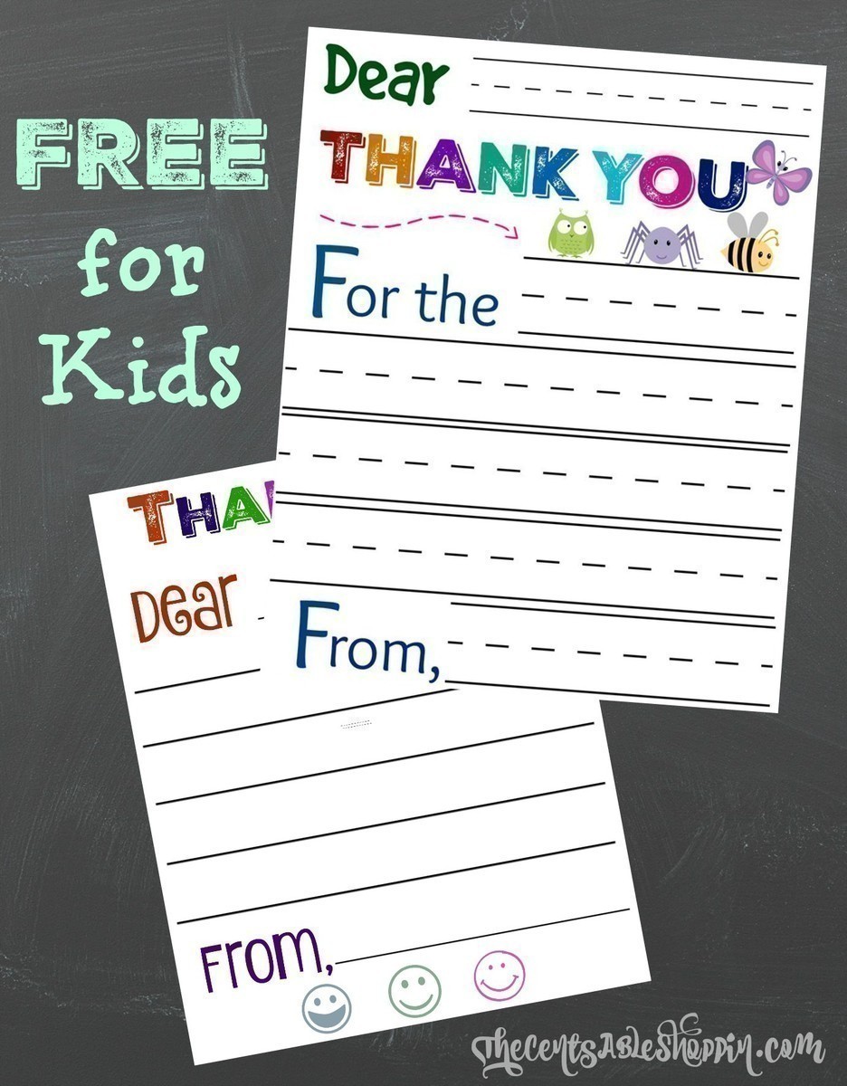 Print out these FREE big kid and little kid thank you's so your kids can send to friends and family who gift them items during the year!