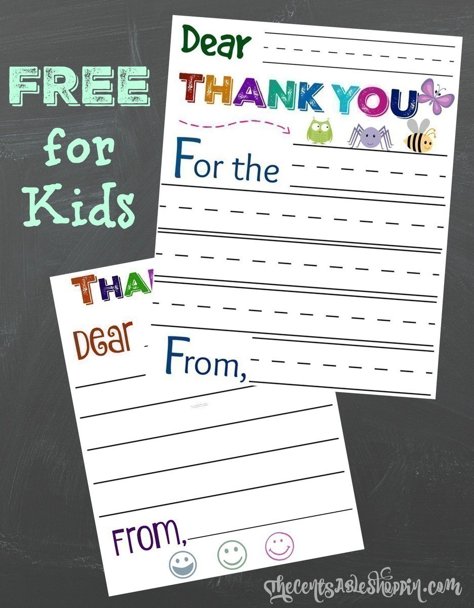 Children's Printable Thank You Cards