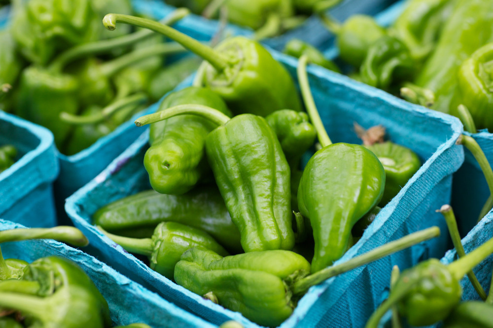 Hot Green Peppers at the Market