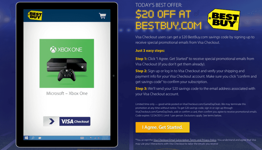 $20 off at Best Buy.com with Visa Checkout
