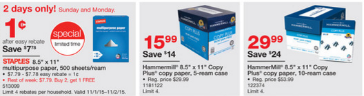 Staples Multipurpose Paper just $.01 after Easy Rebate