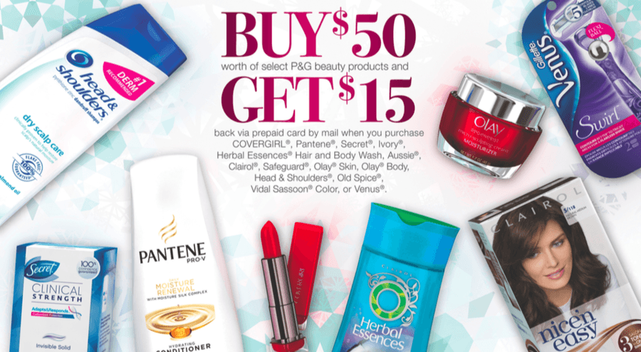 NEW P&G Beauty Rebate: Spend $50 & get a $15 Prepaid Card