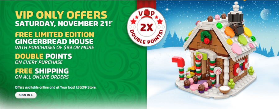 LEGO Store: FREE Limited Edition Gingerbread House with $99 Purchase (VIP Only)